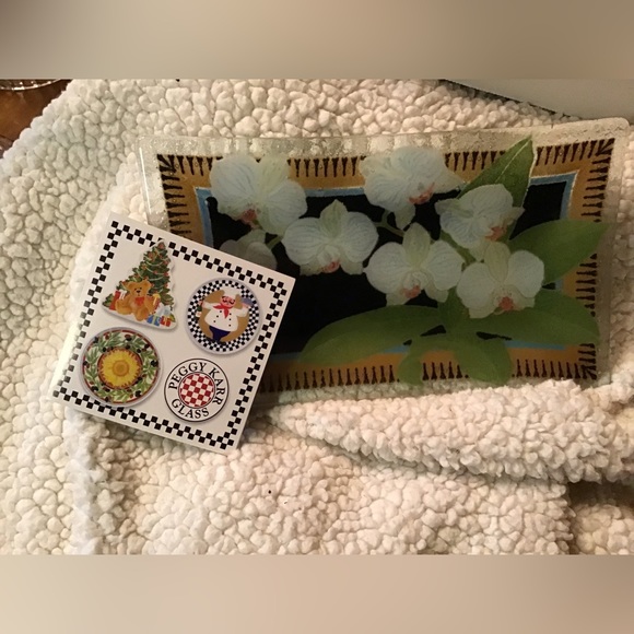 New Rare Vintage Beautiful Orchid Design Glass Plate - Picture 5 of 5